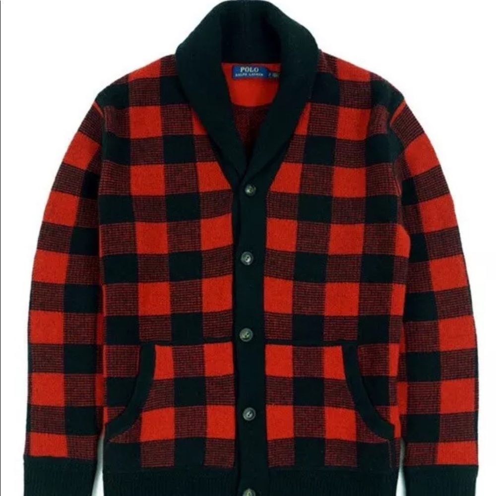 COPY - Ralph Lauren Wool Buffalo Shawl Cardigan Sweater L
